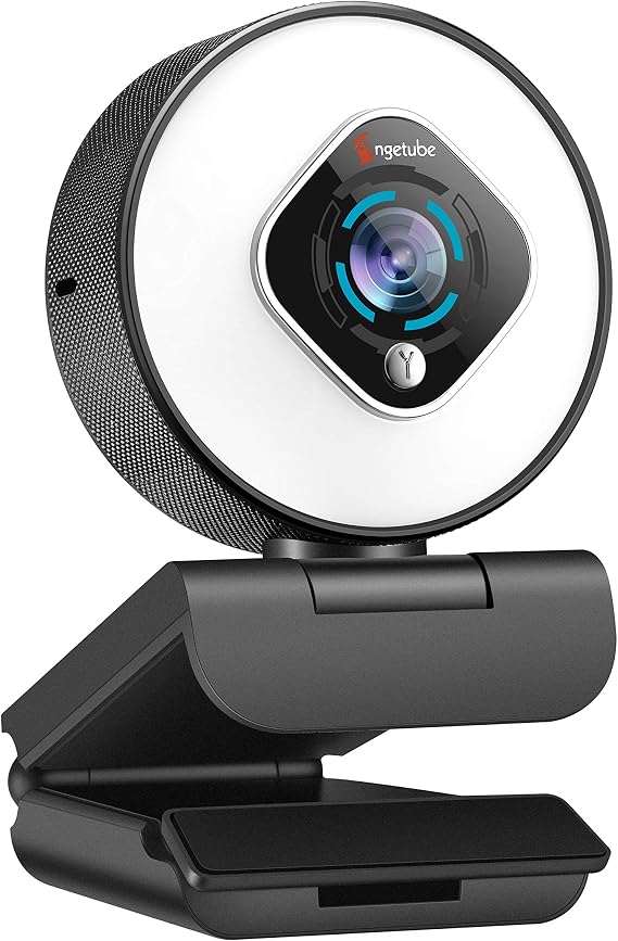 Angetube HD 1080p Webcam for Meetings, Autofocus Computer Camera with Light