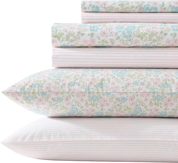 Laura Ashley - Queen Sheet Set with Fitted Sheet & Bonus Pillowcases