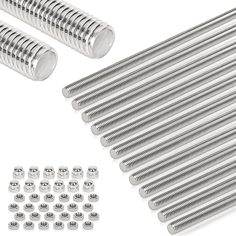 12 Pcs 304 Stainless Steel M4 Threaded Rod,10"(255mm)