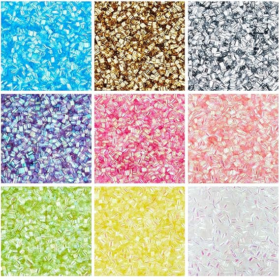 DICOSMETIC 90G 9 Colors Crispy Bingsu Beads for Slime Iridescent Soft Straw Tube Beads 3D Glitter Plastic Beads Assortment Crunchy Slime Microbeads Supplies Beads,1 Color/Bag