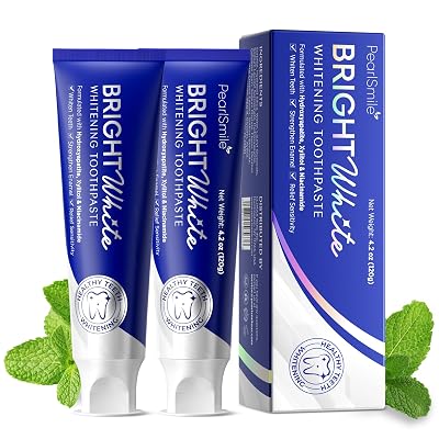 PearlSmile Hydroxyapatite Niacinamide Whitening Toothpaste 5% Niacinamide  10% Nano-Hydroxyapatite nHAp Strengthens Enamel & Remineralizes Fluoride-Free, 4.2oz Pack of 2
