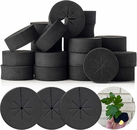 XCEL Cloning Collars 2 Inch (200 Pack), Premium Rubber Foam Plant Cloner that Fits Net Cups 2 Inch Hydroponic and All Cloning Machines (Black)