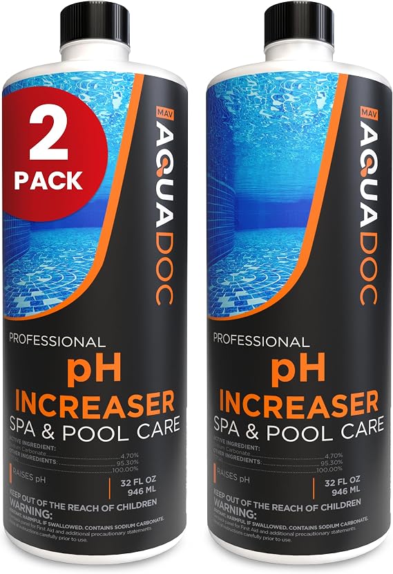 AquaDoc Spa pH Increaser for Hot Tub - 32oz (2 Pack) - Sodium Carbonate Spa pH Up for Water Balance - Made in USA