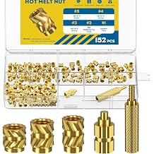 Vibit 152 Pcs Threaded Inserts for Plastic, 3 Sizes of M3 Heat Set Inserts with Soldering Tip & Adapter, Brass Heat Inserts, Metric Knurled Nut Inserts Kit for 3D Printing Components