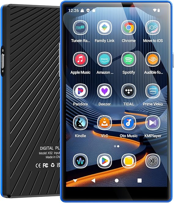 MECHEN Android13 MP3 Player 160GB 5" 1080P IPS Bluetooth 5.0 WiFi Black | 160GB(4+32+128GB Card), 5" 720x1280 Display, Play Store for Spotify/Audible/Amazon Music, 2500mAh 27H/8H, OTG, Expand 1TB