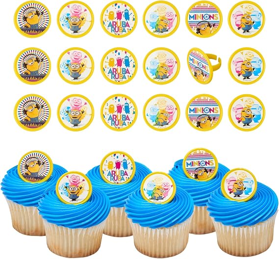 Despicable MeTM Minions Celebration Cupcake Decoration Toppers 24 Pack Rings