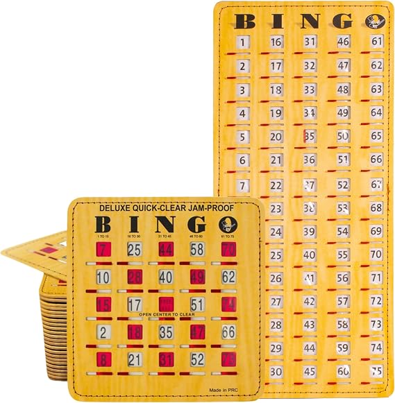 MR CHIPS 200 Quick Clear Bingo Cards with Sliding Windows and Master Board