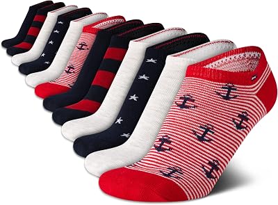 Tommy Hilfiger Womens No Show Socks -12 Pack Cotton Blend Lightweight Athletic Performance Cushioned Running Socks for Women