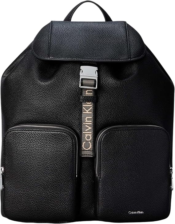 Calvin Klein WEBBING STRAP FLAP B﻿ACKPACK Kadın Sırt Çantası Black OS