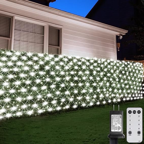 ZAIYW 600 LED 20x6.6Ft Net Lights Outdoor Mesh Lights with Remote Timer Plug in, Clear Wire Large Christmas Net Lights for Bushes Garden Shrubs Xmas Wedding Decor (Cool White)