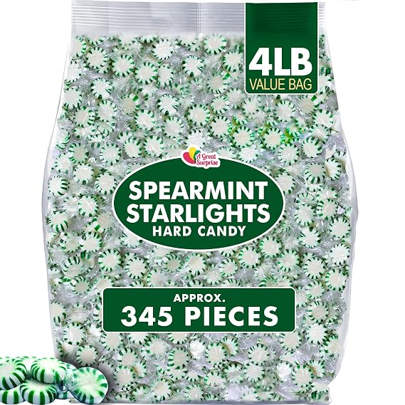 Spearmint Starlight Mints 4 lb, 345 Pcs. Individually Wrapped