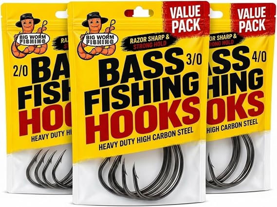 Worm Hooks for Bass Fishing- Texas Rig - Ewg