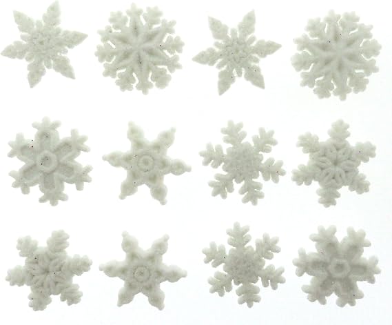 Jesse James Dress It Up Holiday Collection Embellishments, Glitter Snowflakes , White