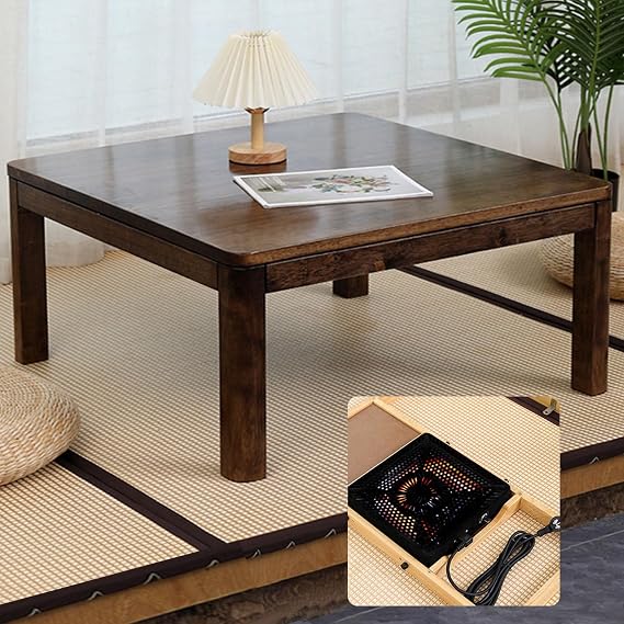 Kotatsu Table Casual Solid Wood Japanese Heated Table Coffee Tables Width 75/105cm X Depth 75cm Square Rectangula Floor Heated Table With Switch Temperature Control