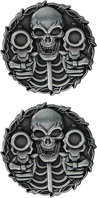 2Pcs Gothic Skull Brooch Metal Badge Lapel Pins for Backpack Hat Bag Jacket