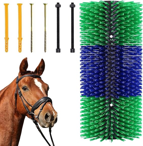 Livestock Scratch Brushes - Horse & Cattle Scratcher Brush, Full Massage Grooming Brush Relieves Itching on Back of Livestock Brushes for Horse, Cow, Sheep, Pig (With Screws)
