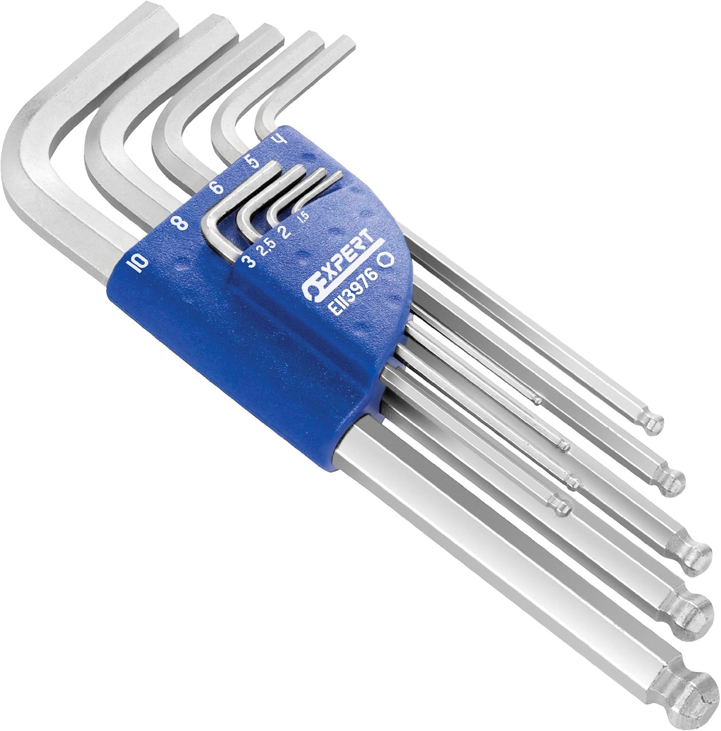 E113976B Hex Key Set Long Arm Ball End Metric, 1.5mm-10mm Length, 9 Pcs