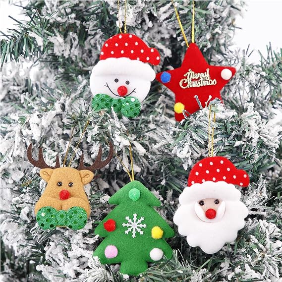 5 Nuozme Christmas Tree Decorations, Christmas Plush Ornaments, Reindeer Santa Claus Tree Pendants, Star Snowman Christmas Ornaments, Christmas Tree Hanging Decorations