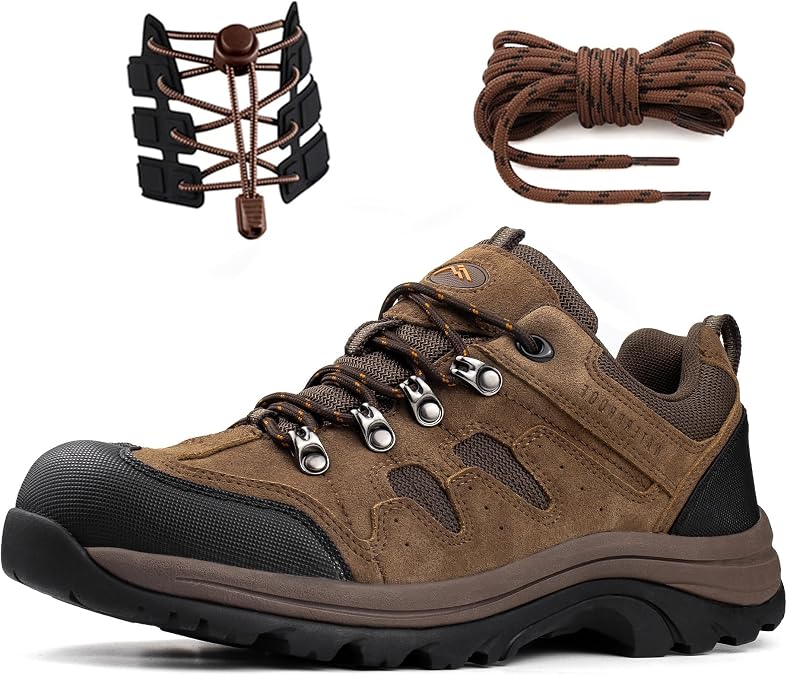 CC-Los Men's Waterproof Hiking Shoes Lightweight Suede Trekking Outdoor Shoes Breathable Walking Shoes EU Size 40-48