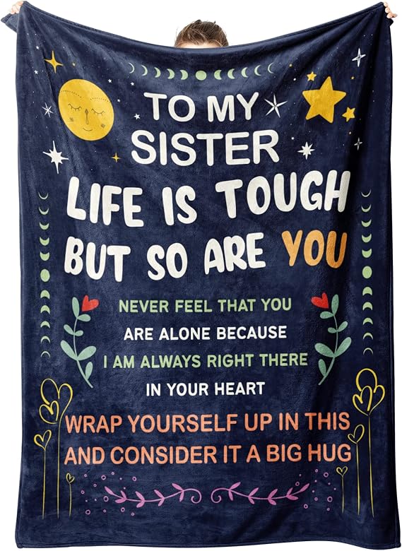 Niyewsor Sister Birthday Gifts, Inspirational Sister Gifts Twin Blanket