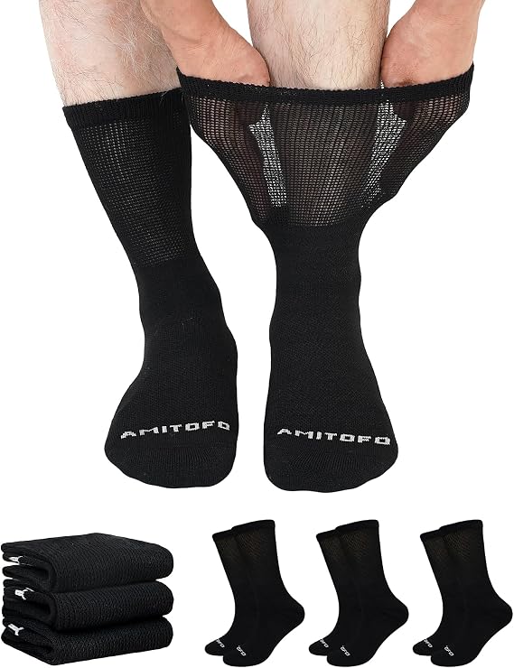 Diabetic Socks for Men Women: Bamboo Extra Wide Soft Top 3 Pairs