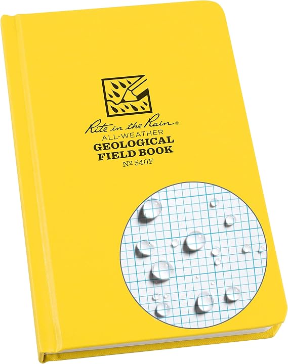 Rite in the Rain Weatherproof Hard Cover Notebook, 4.75" x 7.5", Yellow Cover, Geological Pattern (No. 540F)
