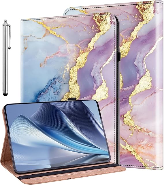 Case for iPad 9th Generation (2021) / 8th Generation (2020) / 7th Gen (2019) 10.2 Inch, Auto Wake/Sleep Pencil Holder Flip Wallet Leather Cover, Bicolor Marble
