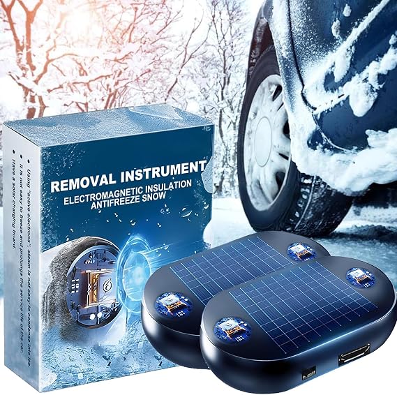 Electromagnetic Snow Removal, 2026 New Anti-freeze Car Snow Removal Device, 2-in-1 Car Defroster and Dummy Anti-Theft Alarm with Flashing LED, USB Rechargeable Complete Winter Safety Set for All-2PCS