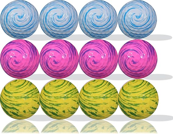 GBM Mixed Swirl Golf Balls Multi-Color Marble Design Golf Balls for Tournaments, League Play, Practice and Unique Gifts for Golfers, 12-Pack