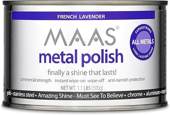 MAAS Metal Polish 1.1lb Can, Universal Metal Cleaner for All Metals, Clean, Polish, and Protect Silver, Gold, Brass, Copper, Stainless Steel, and More, Tarnish Remover and Silver Cleaner for Jewelry