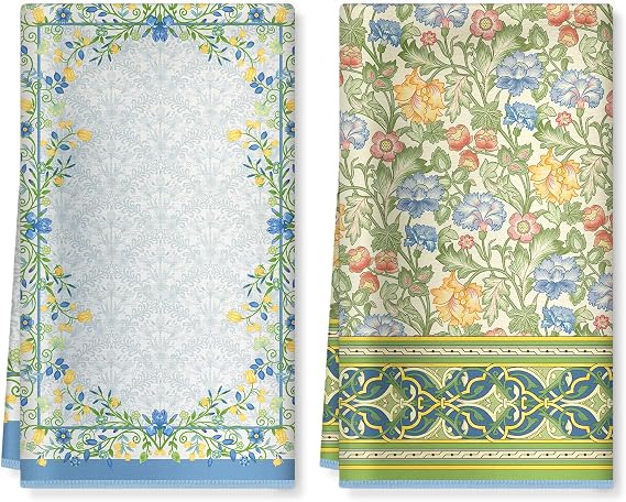 Vintage Flower Microfiber Kitchen Towels, Cleaning Cloth, Set of 2