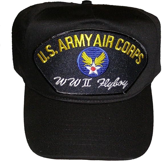 U.S. Army AIR Corps WWII FLYBOY Veteran Hat - Veteran Owned Business Black