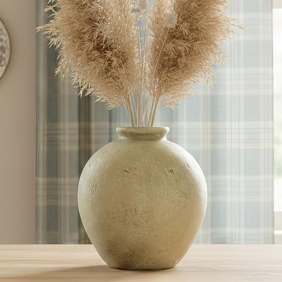 Decorative Ceramic Rustic Vase, 8.67 Inches Large Terracotta Floor Vase for Centerpieces, Vintage Home Decor, Living Room, Dining Room, Kitchen
