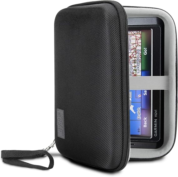 USA GEAR Hard Shell Electronic Travel Bag 19 cm with Weather-Resistant Outer and Large Accessory Pocket - Compatible with GPS Chargers Hard Drives and More Electronics - Black