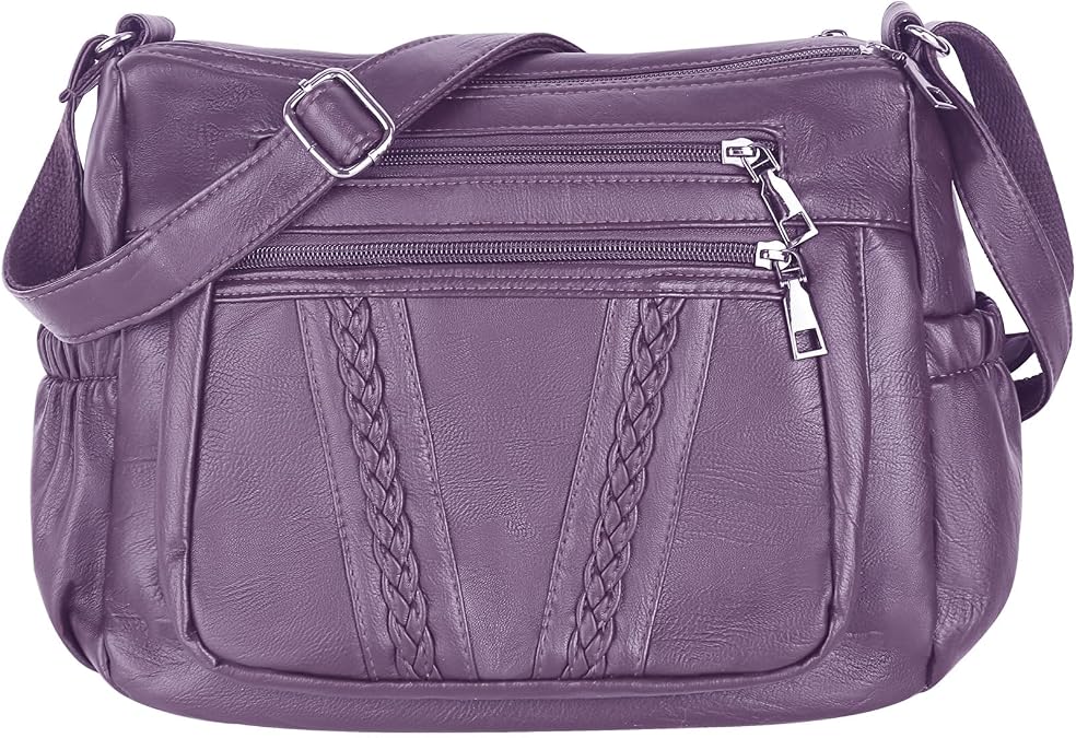 ELDA Crossbody Bags For Women Pocketbooks Soft PU Leather Purses and Handbags Multi Pocket Shoulder Bag