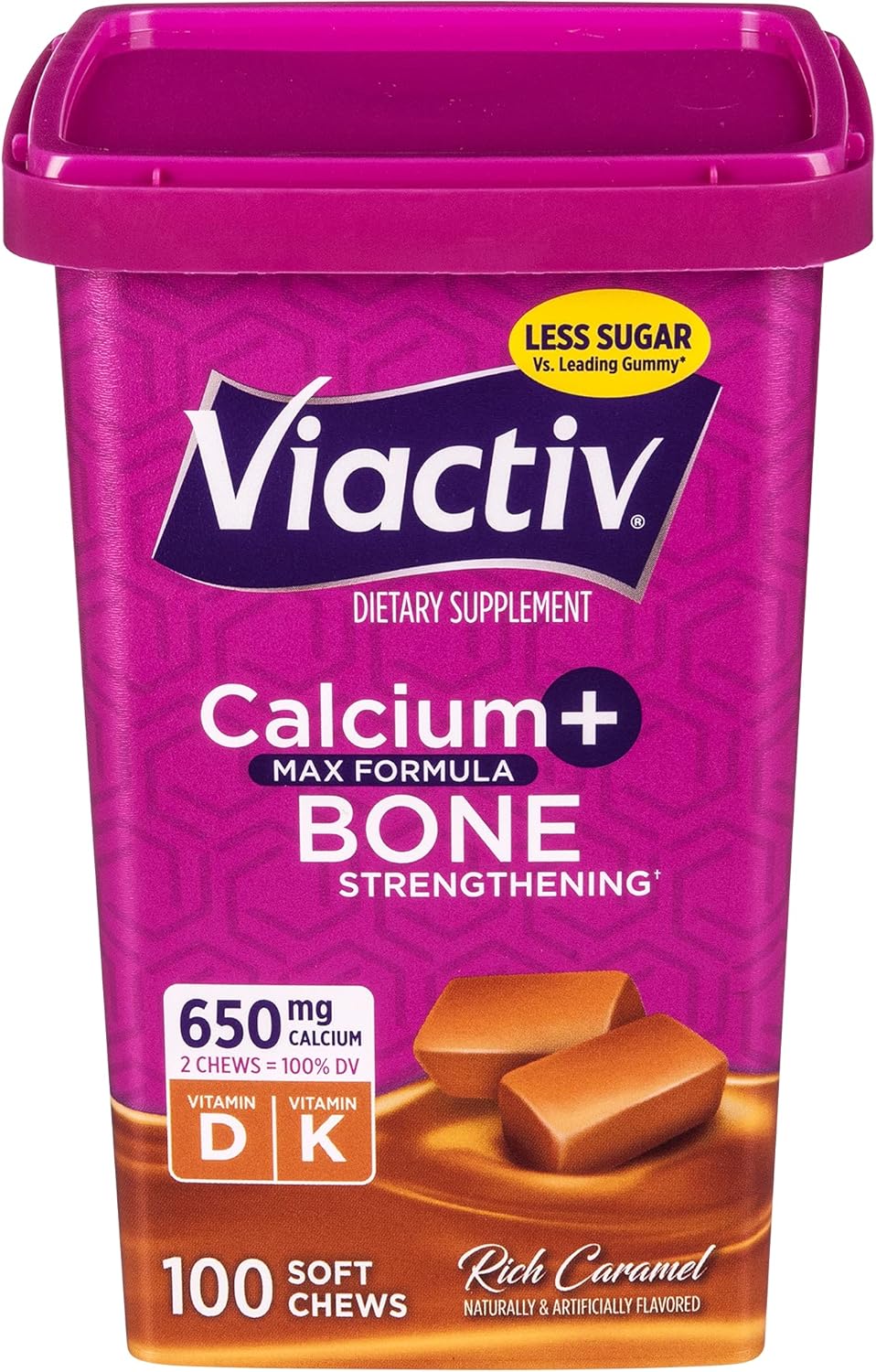 Viactiv Calcium +D Supplement Soft Chews, Caramel, 100-Count