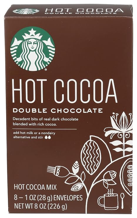 Starbucks Hot Cocoa Mix Packets, Double Chocolate Hot Cocoa Mix, 8-1 Ounce Packets Per Box (Pack of 1 Box)