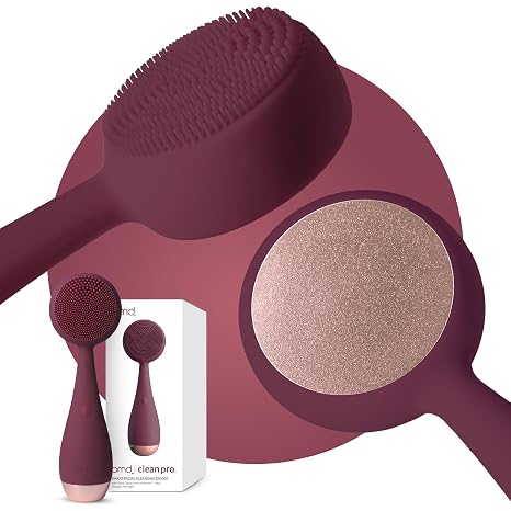 PMD Beauty Clean Pro - Electric Facial Cleansing Brush, Smart Facial Device with Silicone Brush & Heated Anti-Aging Aluminum, Gemstone, Precious Metal Massager