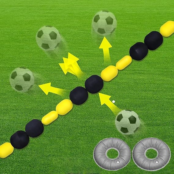 Soccer Goalkeeper Training Equipment, 2.6 / 4m(8.5FT / 13FT) Single Line Deflector with 2 Water Bags, Goalkeeper Deflection Trainer for Reflex & Agility Training