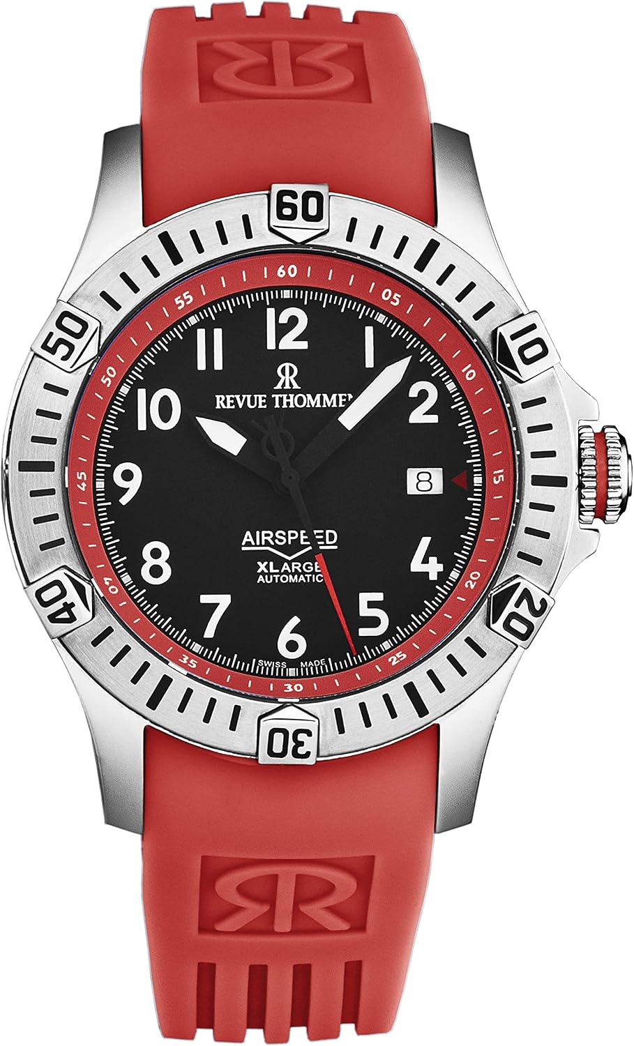 Mens Air Speed Black Dial Red Rubber Strap Automatic Watch 16070.4736