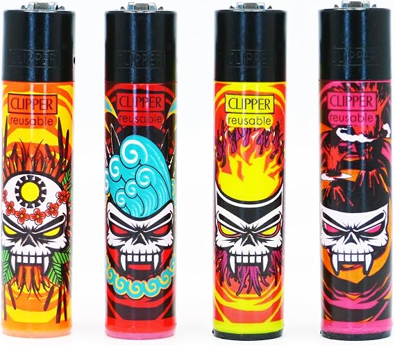 Clipper Reusable Lighters - 4 Pack - Summer Skulls