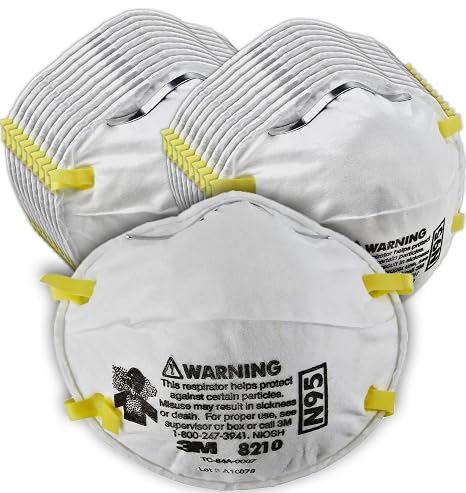 3M Personal Protective Equipment Particulate Respirator 8210, Pack of 160, N95, Disposable, NIOSH APPROVED, Smoke, Dust, Grinding, Sanding, Sawing, Sweeping