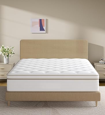 Full Mattress,Hybrid 10 Inch Full Size Mattress in a Box,Memory Foam & Individually Pocket Spring for Pain Relief,Medium Firm Full Mattresses,CertiPUR-US.