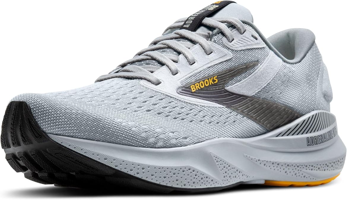 Brooks Men's Adrenaline GTS 24 Support Running Shoe, Alloy/White/Gold Fusion , 10 Medium