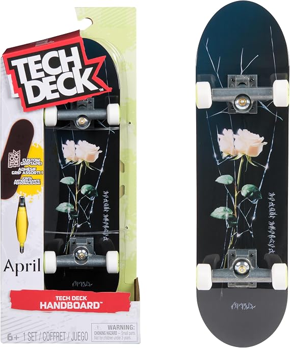 TECH DECK, APRIL HANDBOARD; Authentic Mini Skateboard, Kids Toy for Boys and Girls, Ages 6+ Hands Only