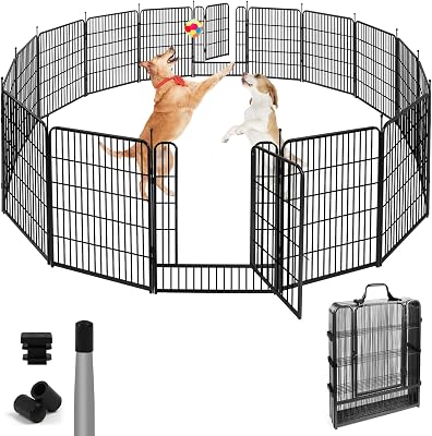 ComSaf Dog Playpen Outdoor, 40 Height 16 Panels Metal Dog Fence,Playpen for LargeMedium Dogs, Portable Dog Playpen for Outdoor