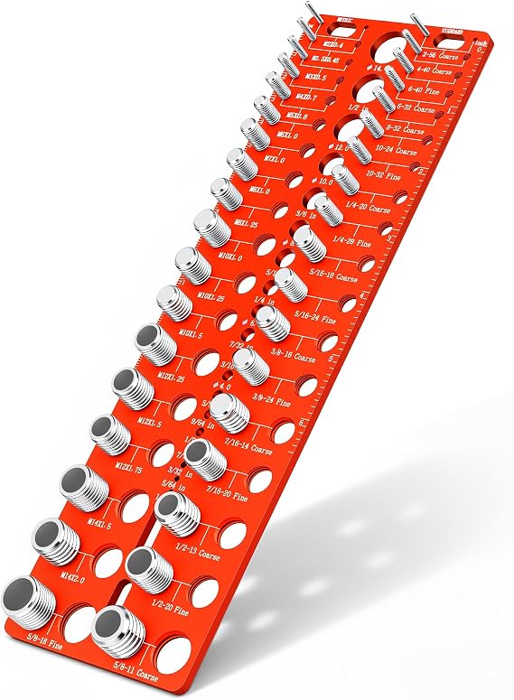 Manalete Thread Checker, Nut and Bolt Thread Checker, Screw Size and Thread Identifier Gauge with Standard & Metric & Drill Bit Gauges, Bolt Size Finder for Quickly Identify Thread Sizes
