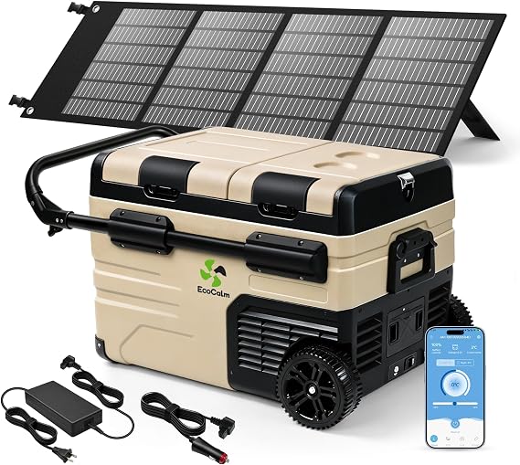 Electric Cooler with Battery, 39QT Solar Refrigerator with Wheels