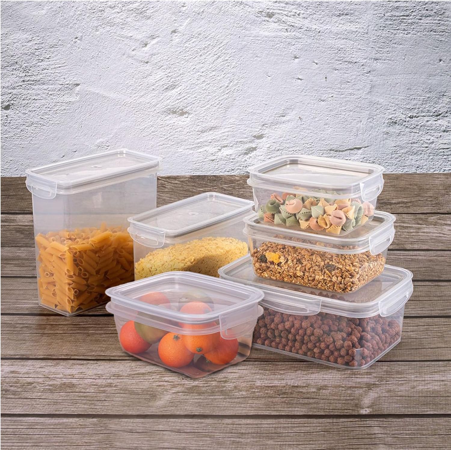 Plasutil 6-Pc Food Storage Containers Set, BPA Free, Airtight Lids with Locking Tabs, Microwave, Dishwasher & Freezer Safe, Ideal for Lunch, Meal Prep & Leftovers, Kitchen and Pantry Organization