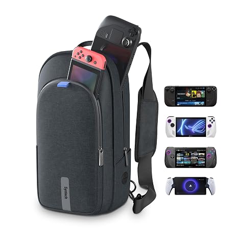 Syntech Carrying Case Compatible with Steam Deck OLED/ROG Ally X/ROG Xbox Ally X/Legion Go S/Nintendo Switch 2/PS Portal, Portable Travel Sling Bag for Consoles & Accessories with Large Storage, Black